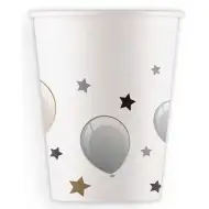Zestaw 8 srebrnych papierowych kubków, 200 ml