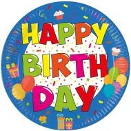 Zestaw 8 talerzyków imprezowych z napisem "Happy Birthday"