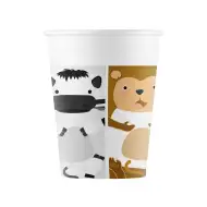 Zestaw 8 wesołych papierowych kubków ze zwierzętami 200 ml