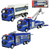 Zestaw Policyjny: Samochód policyjny na napęd z kołem zamachowym ze światłem i dźwiękiem, różne modele, 19 cm, 1 szt.