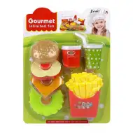 Zestaw dań z hamburgerem gourmet.