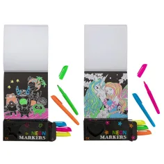 Zestaw kolorowanek Grafix Neon, 40 arkuszy, z 5 flamastrami zdjęcie 3