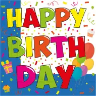 Zestaw papierowych serwetek z napisem "Happy Birthday" – 2-warstwowe, 33x33 cm, 20 sztuk