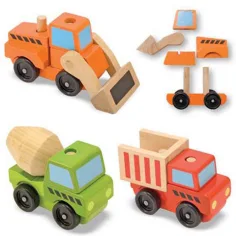 Zestaw pojazdów budowlanych z drewna - Melissa & Doug zdjęcie 2