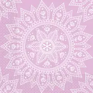 Zestaw serwetek papierowych Mandala fioletowo-biała – 2-warstwowe, 33x33 cm, 20 sztuk.