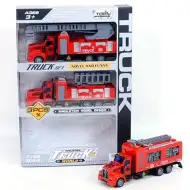 Zestaw strażackich samochodów z napędem typu pull-back, 3 sztuki, skala 1:48
