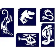 Zestaw szablonów do tatuażu brokatowego dla chłopców z dinozaurami, 5 sztuk