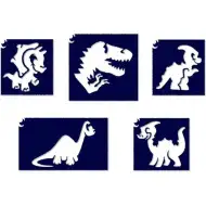 Zestaw szablonów do tatuaży brokatowych Dino - 5 sztuk
