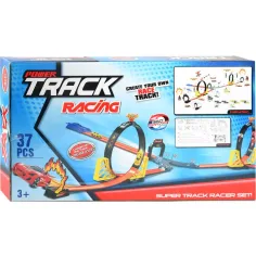 Zestaw toru wyścigowego Power Track 37-częściowy z pętlą i 2 samochodami z napędem w skali 1/64. zdjęcie 2