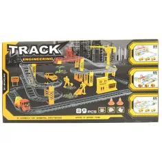 Zestaw toru wyścigowego Track Engineering z maszynami budowlanymi i robotnikami, zestaw 89-elementowy. zdjęcie 2