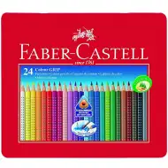 Zestaw trójkątnych kolorowych kredek w metalowym pudełku 24 sztuki - Faber-Castell