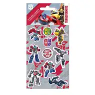 Zestaw wypukłych naklejek 3D z robotami Transformers na arkuszu 10x22 cm.