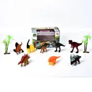 Zestaw zabawek dinozaurów z dinozaurami i palmami