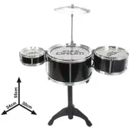 Zestaw zabawkowy czarnych bębnów Jazz Drum na stojaku, 4-częściowy.