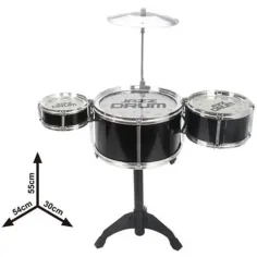 Zestaw zabawkowy czarnych bębnów Jazz Drum na stojaku, 4-częściowy. zdjęcie 2