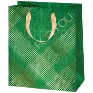 Zielona torba na prezent z napisem "For You", średniego rozmiaru, premium, o wymiarach 18x10x23 cm.
