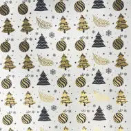 Złoty papier do pakowania z motywem ozdobnych kul 200x70 cm