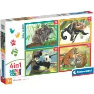 Zwierzęta z młodymi 4 w 1 puzzle: 12, 16, 20 i 24 elementy – Clementoni
