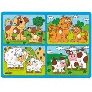 Zwierzęta z młodymi, drewniana układanka z uchwytami - Woodyland