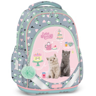Ars Una: Cute Animals Tea Party - anatomiczny tornister, plecak z kotami 33×43×22 cm