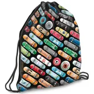 Ars Una: Rollin Mania worek sportowy czarny z motywem deskorolki, 32x42 cm