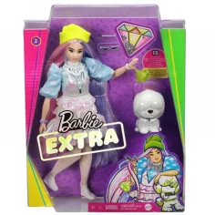 Barbie Extra: Lalka w błyszczącej sukience z ulubieńcem - Mattel