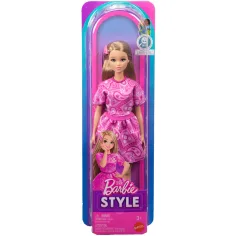 Barbie: Fashionista Przyjaciółki stylowa lalka modowa w różowej sukience w wzór chusty - Mattel