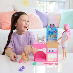Barbie klinika gipsowania zwierząt z lalką o różowych włosach – Mattel zdjęcie 4