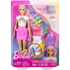 Barbie: Lśniąca Tęczowa Włosy lalka z akcesoriami - Mattel