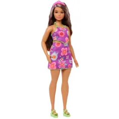 Barbie: Przyjaciółki Fashionista w kwiecistej sukience z fioletowymi pasemkami – Mattel zdjęcie 2