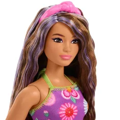 Barbie: Przyjaciółki Fashionista w kwiecistej sukience z fioletowymi pasemkami – Mattel zdjęcie 3