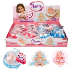 BEAU Baby śpiąca lalka niespodzianka w kuli w dwóch wersjach 8,5 cm 1 szt.