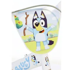 Bluey 12” dziecięcy rower z uchwytem na bidon i bocznymi kółkami w kolorze białym-niebieskim-zielonym – Dino Bikes rower zdjęcie 3