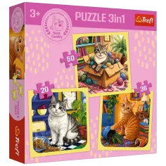 Kocie radosne chwile 3 w 1 50, 36 i 20 elementów puzzli - Trefl