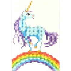 Diamentowy puzzel: Zestaw do malowania diamentami jednorożca na tęczy 10x15cm