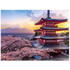Diamentowy układanka: Japońska pagoda zestaw do malowania diamentami 30x40cm
