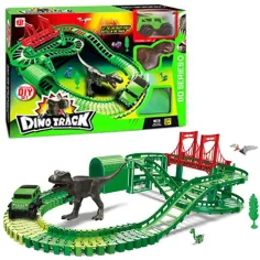 Dinozaurzy tor przeszkód z samochodem terenowym i akcesoriami