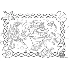 Disney Ariel 2 w 1 60-elementowa maxi układanka i kolorowanka 70x50 cm - Lisciani zdjęcie 2