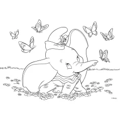 Disney Dumbo 2 w 1 35-elementowa maxi układanka i kolorowanka 70x50 cm – Lisciani zdjęcie 2