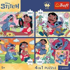 Disney Lilo & Stitch - 4 x 88 sztuk Premium Plus Kids puzzle - Trefl zdjęcie 2