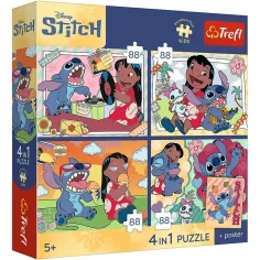 Disney Lilo & Stitch - 4 x 88 sztuk Premium Plus Kids puzzle - Trefl zdjęcie 1