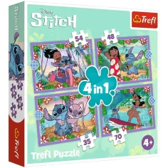 Disney Lilo&Stitch szalony dzień 4 w 1 zestaw puzzli - Trefl
