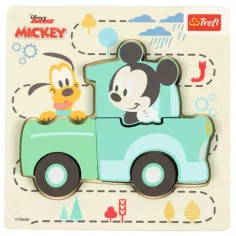 Disney Mickey Mysz w samochodzie drewniana układanka z kształtami - Trefl zdjęcie 1
