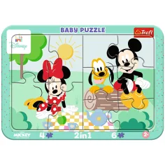 Disney Minnie i Mickey Mouse przygody 2 w 1 ramkowa układanka dla niemowląt - Trefl