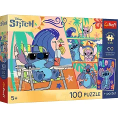 Disney Stitch Strandówki 100szt UFT puzzle z plakatem - Trefl zdjęcie 1