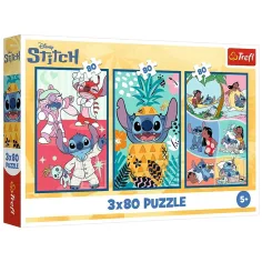 Disney: Świat Stitcha 3x80 sztuk puzzli - Trefl
