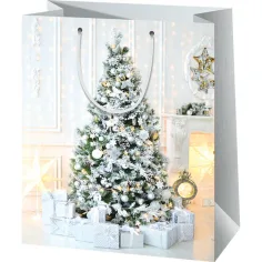 Ekskluzywna torba prezentowa w rozmiarze giganta z choinką 33x15x44cm