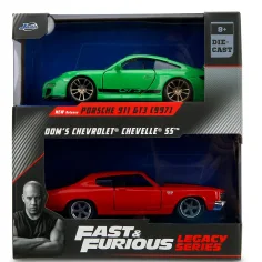 Fast & Furious Legacy Series – Dom Chevrolet Chevelle SS i Porsche 911 GT3 (997) metalowy model samochodu zestaw - Jada Toys zdjęcie 1