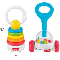 Fisher-Price: 2 sztuki kolorowy zestaw grzechotek dla niemowląt - Mattel zdjęcie 3