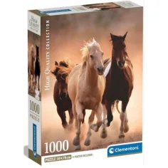 Galopujące konie HQC 1000 elementów puzzli z plakatem - Clementoni